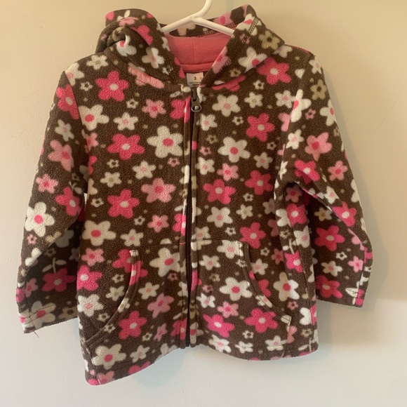 5/$30 Brown & Pink / Floral / Fleece / Hoodie